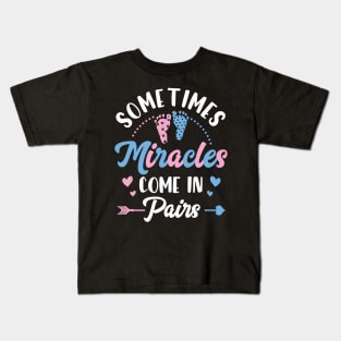 Sometimes Miracles Come in Pairs Twin Pregnancy Announcement Gift For Men Women Kids T-Shirt